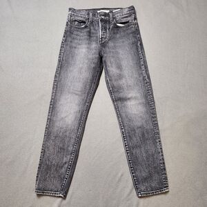 Levis Wedgie Straight Button Fly High Rise Premium Jeans Gray Black Wash Size 26